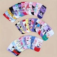 Sanrio 5 Pairs Of Random Sanrio Hello Kitty Culomi Socks Casual And Versatile For Everyday Wear Youth Socks Low Vamp Summer Short Tube Socks No Show Socks