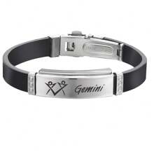 1pc Fashion Stainless Steel 12 Zodiac Signs Leather Bracelet, Suitable For Men'S Daily Wear