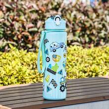 1 个 700ml/23oz 可爱卡通珊瑚主题印花塑料水瓶，带吸管、盖子和编织带，适合户外运动、露营、学校、野餐、旅行、生日、复活节、独立日、妇女节、母亲节礼物 - 彩色 - 查看 17