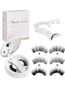 4pcs Magnetic Eyelashes + 1pc Eyelash Curler + 1pc Storage Box, Magnetic False Eyelashes, Magnetic Eyelash Curler, Glue-Free, Soft Adherence, Easy To Wear, No Deformation, Delicate, Lightweight