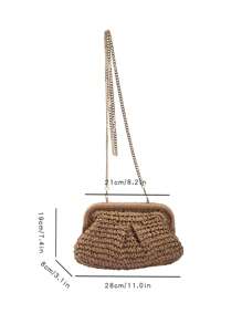 Bolso cruzado de mujer de verano de paja trenzada con borla y cadena, bolso de playa tejido con correa para el hombro, cartera hecha a mano, 1 bolso de embrague de paja trenzada de color beige claro para mujer, bolsas de playa, artículos esenciales para vacaciones, perfecta opción para damas de moda, ideal para el verano.