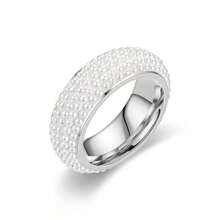1 Stück Mode 5-Reihen geschwungener Perlen Keramik Edelstahl Ring, vielseitig für Paar im Alltag & Festivalmode, Geschenkring