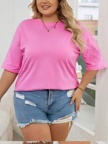 定制宽松女式 T 恤，上传您的照片/集体照/宠物照/团队照，个性化文字/生日祝福/有趣的名言/口号，大码女式大码圆领休闲运动 T 恤，定制图案 T 恤，女式黑色上衣，周年纪念礼物，情人节礼物，生日礼物，最好的朋友礼物，夏季女式衬衫 - 粉色 - 查看 6