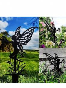 1 szt. Kreatywny Kwiat Wróżka Artystyczny Dekor Wiatrowskaz Zewnętrzny Ogród Metalowy Rzemiosło, Dekoracja Ogrodowa