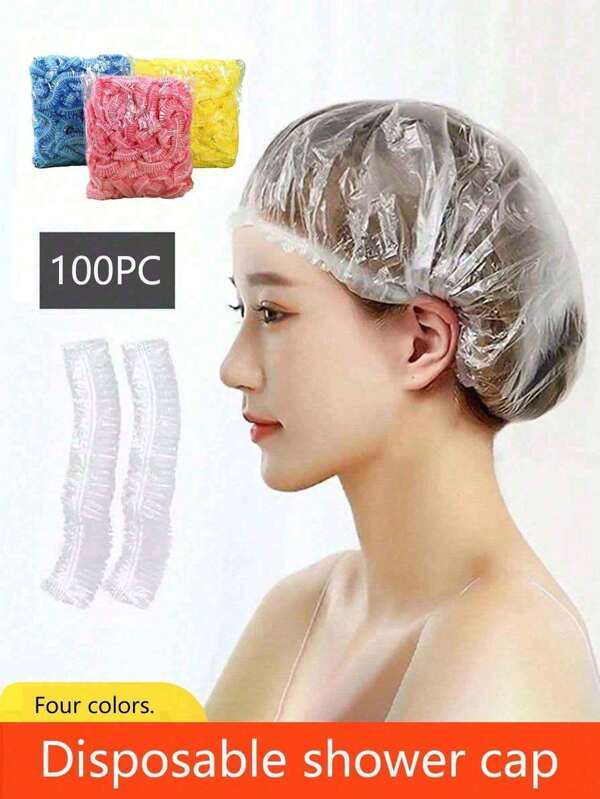 100/50pcs Disposable Kitchen Anti-Oil Fume Cooking Cap, Waterproof Shower Bathing Hair Cover, Household Oil Hair Mask, Plastic Oversized Thick Hair Dye Cap Back To School