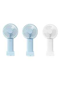 1 pieza Ventilador de triple hoja recargable por USB con soporte, se puede usar como soporte para teléfono/tableta, diseño lindo adecuado tanto para niños como para niñas. Regalo ideal para mujeres, perfecto para actividades al aire libre, playa, oficina, escuela, hogar [Ventilador de refrigeración de verano]