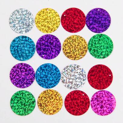 60 pièces (20g) Paillettes rondes en plastique de 30 mm de diamètre avec un trou de 1 mm. Paillettes colorées de 3 cm pour la fabrication de bijoux, le scrapbooking, la couture et l'artisanat DIY