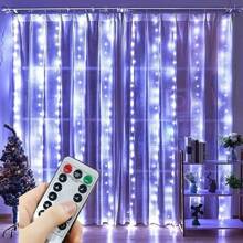 1 Stück USB Vorhang Lichterkette, 8 Beleuchtungsmodi, warm/weiß/farbwechselnd, mit Fernbedienung, geeignet für Zuhause, Schlafzimmer, Weihnachtsbaum, Halloween, Erntedankfest, Hochzeitsfeier, Innendekor, Weihnachtsgeschenk