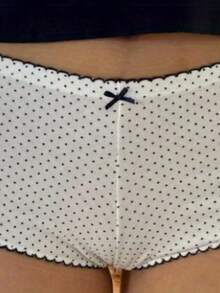 Women Dot Print Pajama Shorts Low Rise Tight Fitted Mini Lounge Shorts - White - View 3