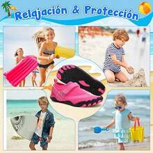 Zapatos para agua NIÑOS con hebilla ajustable cómodos y ligeros antideslizantes, para caminar por ríos, ideal para playa, natación, surf, buceo, apto para vacaciones de verano, camping y fiestas. Transpirables, Secado Rápido y Actividades Al Aire Libre - Rosa - Ver 5