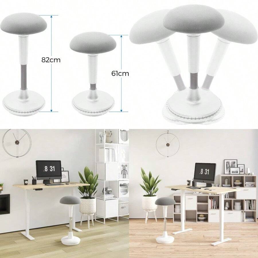 Wobble Stool Stay Active Exercise Office Chair Encourage Movement Height Adjustable Seat For Comfortable Working Standing Desk Perching Stool Sier - Silver - View 1