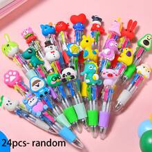 Set de 1/4/20/8/10/24/12 piezas Bolígrafos de 4 colores mini con diseños de dibujos animados lindos y aleatorios, pluma de color de 4 colores, pluma para manualidades, tinta de 4 colores, para estudiantes, oficina, útiles escolares y regalos, con recambio de 0.7mm, esenciales para volver a la escuela