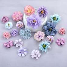 21pcs Flower Hair Clips Set, Boho 3D Rose Floral Hair Clips, Suitable For Cute Girls Daily Wear Or Wedding Bride Party Headpiece, Romantic Gift For Women/Girls, Purple & Pink, Valentine's Day Party Hair Accessories Claw Clips Hair Claws Hair Barrettes