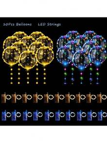 20/10/7/5/3/1 Packung Transparente BOBO Ballons, LED bunte Glitzer Hängeballon Lampen für Partys, Heimdekoration