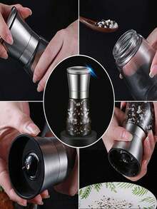 1pc Pepper Grinder, Manual Sea Salt Pepper Powder Grinding Bottle, Pepper Powder Grinding Craft Seasoning Jar, Stainless Steel Manual Grinder, Freshly Ground Coffee Beans, Black Pepper, Kitchen Sea Salt, Sichuan Pepper, Seasoning Bottle, Kitchen Tools, Color Random - View 10