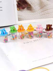 1pc Luminous Animal Straw Cups, Rocking Cups, Creative Three-Dimensional Resin Accessories, DIY Keychains, Mobile Phone Chains, Pendants, Cloth Dolls, And Other Universal Hanging Accessories For Dolls