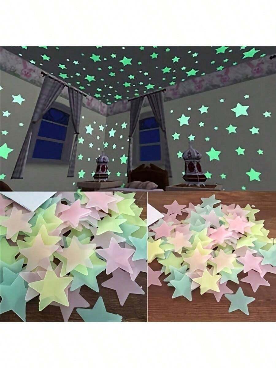 100张夜光星星贴纸卧室客厅卧室天花板装饰颜色随机墙贴房间装饰墙面装饰墙贴个性贴纸