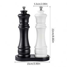 1 pieza/2 piezas/3 piezas Molino de pimienta y salero de madera manual estilo Teppanyaki con soporte