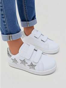 1 双可爱卡通 LED 发光皮革透气运动鞋，适合男孩和女孩 - 休闲、减震、防滑户外跑步和步行鞋，适合所有季节 - 白色 - 查看 2