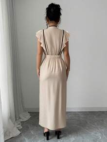 Traditional Chinese Style Tailored Slim-Fit Elegant Blouse - Apricot - View 5
