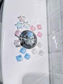 2 Pc Star-Shaped Square With A Fine Flash, An Auxiliary Button For Flushing The Toilet Tank, A Nail Art Enthusiast To Protect Their Nails, A Desktop, And A Standing Decoration For Car Interiors