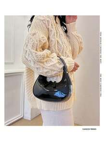 High-End Crescent Shoulder Bag - Versatile Underarm, Stylish Dumpling Design For Everyday Commute - Pink - View 3