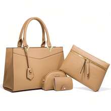 New Arrival European & American Fashion Women's Bag | Cross-Border Handheld Large Capacity 4-Piece Set | Mother-Daughter Crossbody Tote With Medium Bags - Khaki - View 2