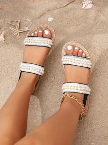 Women's Bohemian Style Woven Sole Casual Comfortable Slip-On Slippers