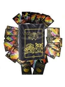 pokemon 55pcs/Box Rainbow Gold Silver Black English Cards Anime Pikachu Charizard Eevee Battle Game Collection Toys Gifts