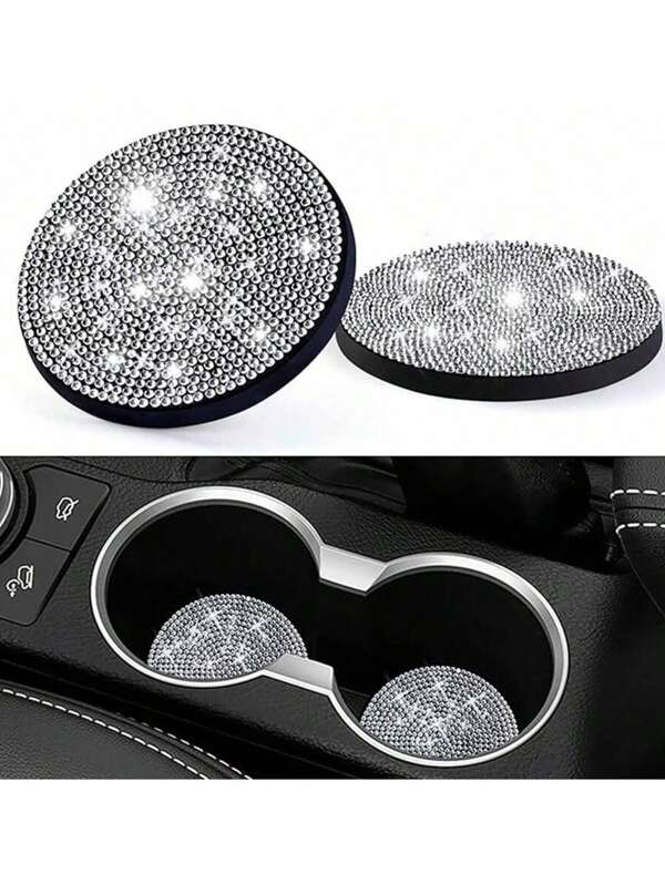 2 piezas Posavasos antideslizantes elegantes y brillantes para coche
