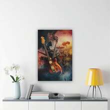 Póster de arte de lienzo con fusión musical, impresión de guitarra eléctrica y tambores, arte de pared de música, decoración de pared de instrumentos de banda, arte de pared de lienzo, arte de pared de lienzo para decoración de dormitorio, bar, oficina y sala de regalo - Beis - Ver 8