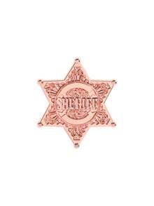 1pc Hexagon Sheriff Badge - Classic Western Star Design - Cowboy Style Pin For Rodeo Fans & Wild West Cosplay - Rose Gold - View 8