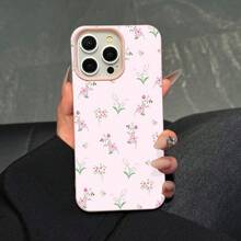 1 Pieza Funda de teléfono rosa con estampado de flores pequeñas, adecuado para teléfonos 11 / 12 / 13 / 14 / 15 / 16, sensación cómoda, antideslizante y anti-caída, mejor regalo para familia/amigos