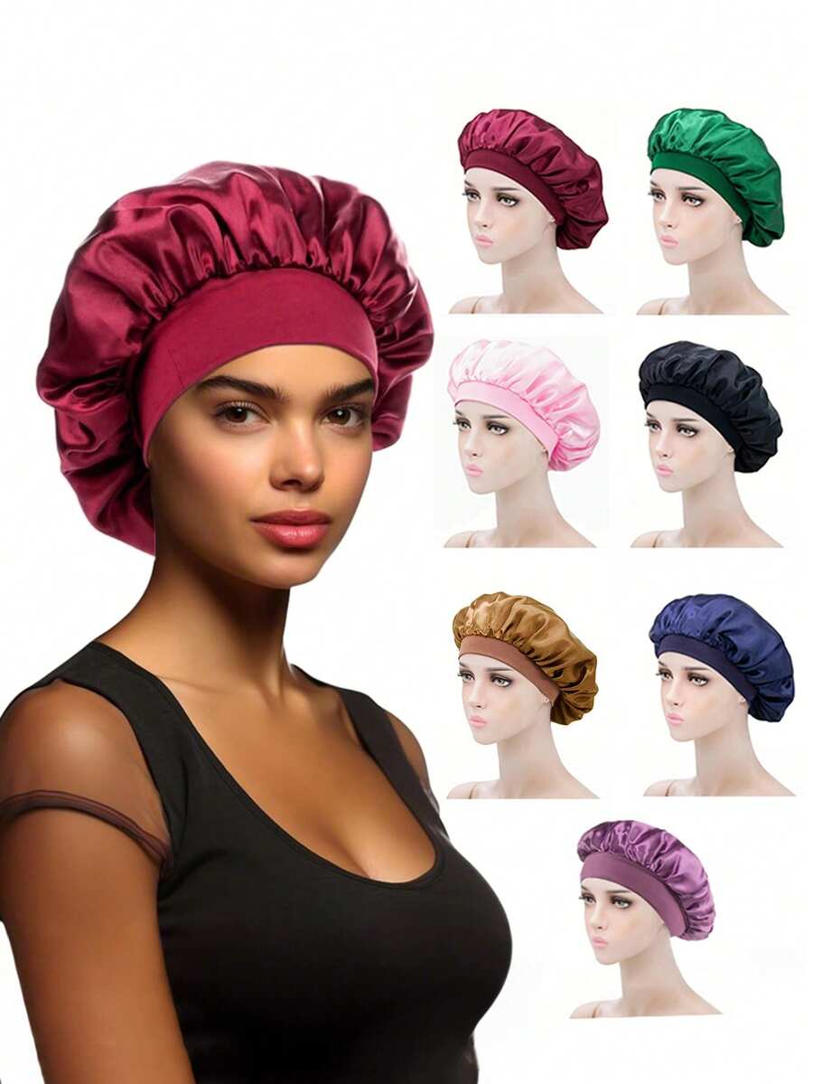 1pc Reusable Large Women Shower Cap, Elastic Adjustable Shower Hat For Long Hair - Shower Cap - View 1