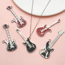 Rockstar DIY Kit: 2/6pcs Elegant Guitar Pendants - Perfect For Band Merch Jewelry Making" (Niche Appeal)