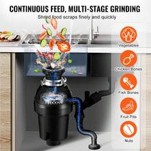 Garbage Disposal, 1HP 3270RPM Continuous Feed Food Waste Disposer, EZ Connect Food Waste Grinding System With Sound Reduction, Power Cord & Splash Guard For Kitchen Sinks - US A Type Plug(110-127V) - View 3