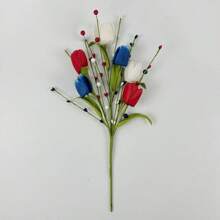 4th Of July Picks Colorful Red White Blue Star Artificial Flower Stems Patriotic Centerpieces For Tables