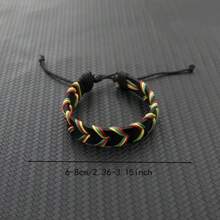 10 piezas de pulseras tejidas a mano de PU en rojo, amarillo y verde, aptas para uso diario tanto en hombres como mujeres