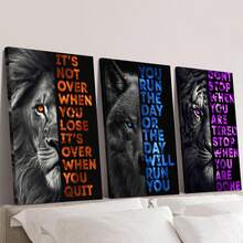 1/3 件励志动物主题墙面艺术海报，现代风格墙面艺术，狮子和狼的插图，带有励志名言的墙面艺术，色彩鲜艳、充满力量的帆布艺术品墙画礼物，非常适合办公室、健身房、卧室、客厅、墙壁装饰、家庭和宿舍装饰，无框/有框 - 彩色 - 查看 24