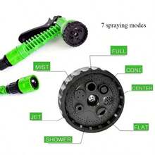 7 Patterns Adjustable Expandable Garden Hose Sprayer, High Pressure Wash Car, Lawn, Outdoor Cleaning, Suitable For Pet Bathing And Outdoor Washing, With Customizable Nozzle - Green - View 6