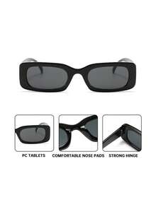 1/2副复古方形眼镜，经典黑色方框，男女皆宜，尽显奢华质感，时尚显脸显瘦眼镜，窄框镜片，礼品装 - 黑色 - 查看 4