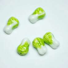 5pcs Cabbage-Shaped Cute Fruit And Vegetable Ceramic Beads, Fun Loose Beads For Necklace Earrings Bracelet Keychain DIY, Cartoon Charms Spacer Accessories, 20mm