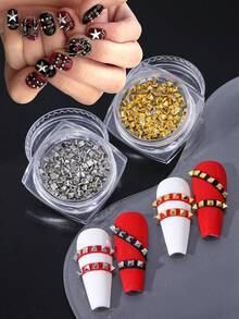 1/2Boxes Alloy Square Pyramid Nail Rivets 3D Metal Spike Nail Studs Gold Silver Punk Gothic Nail Charms Mini Square Cone Metal Nails Decor For Y2K Rock Style DIY Salon Manicure Accessories Tools Nail Art Design Supplies - Multicolor - View 14