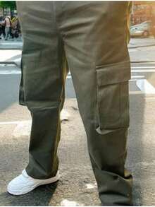 pantalones cargo americanos funcionales con bolsillos grandes - Verde militar - Ver 3