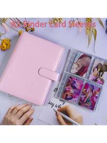 A5 PU 皮革相册活页夹，带 25 个内部胶片袋，照片卡活页夹，用于回忆和整理照片 - 适用于迷你电影、家庭、周年纪念、毕业典礼、婚礼、母亲节礼物相册活页夹 - 彩色 - 查看 4
