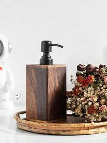 LEEAN Vintage Wooden Soap Dispenser, Solid Wood Outer Frame Bottle With Black Pump , 7 Oz/17 Oz Refillable Liquid Hand Soap Dispenser Bottle For Liquid Lotion, Bathroom Kitchen Dish Soap Dispensers - Rust Brown - View 4
