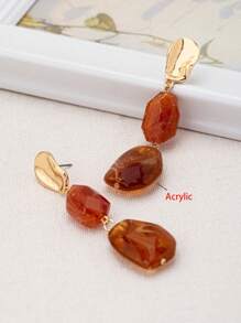 1 Pair Vintage Bohemian Style Elegant Resin Asymmetrical Texture Oval Earrings, Versatile