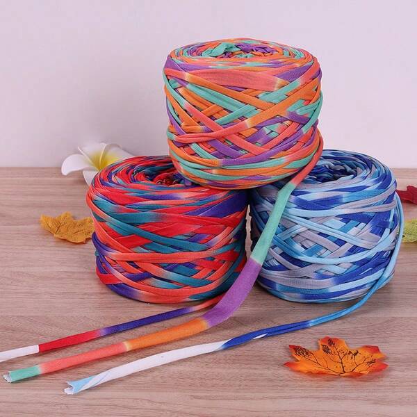 300g/pièce Fil de bande de tissu pour tissage artisanal DIY, matériaux pour sacs fourre-tout, paniers de rangement, chaussons, coussins de siège, 1 pièce = 1 pelote = 300g