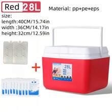 1 个绝缘冷藏箱，颜色有绿色、蓝色、红色、橙色，适合露营、户外摊位使用 - 彩色 - 查看 16