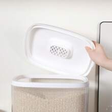 1 pezzo Dispenser di riso da 25 libbre, grande contenitore per grani con coperchio, cilindro dosatore, impermeabile, dispenser di cereali per uso domestico, per fagioli, mais, soluzione elegante per il bancone della cucina - Risparmia tempo e fatica con il dosaggio facile